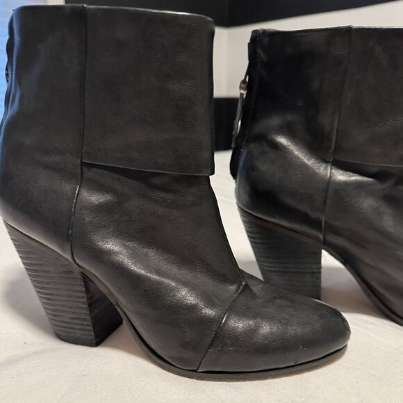 Rag and Bone Newbury Black Ankle Booties Boots Leather Size 38 (8) - Picture 1 of 2